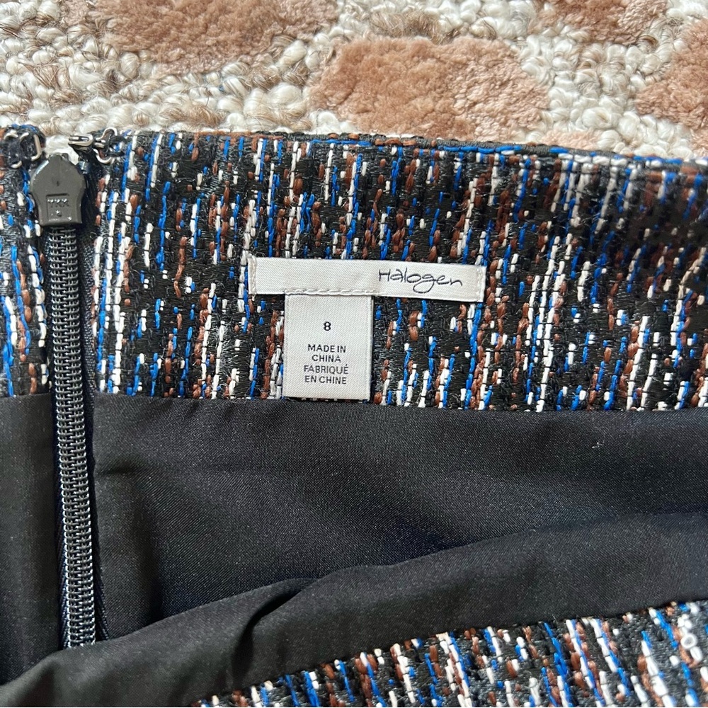 Halogen Tweed Midi Blue and Black Pencil Skirt Size 8 NWT - Picture 6 of 7